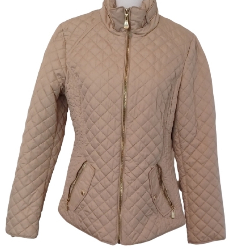 -- Ellen Tracy Quilted Light Gold Color Jacket Women's Size Medium